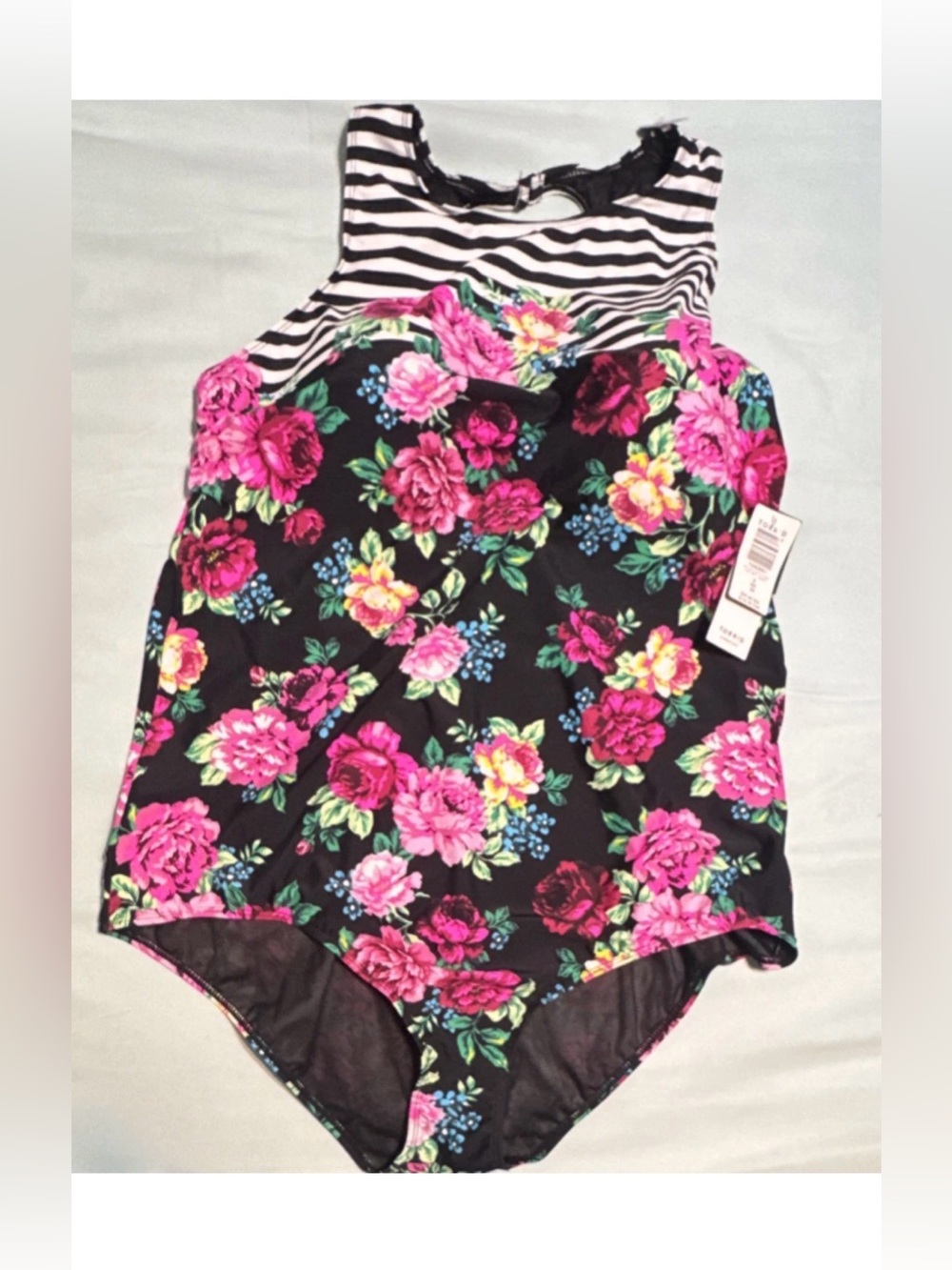 Torrid Floral Stripe Hi Neck Wire-Free One Piece Swimsuit 4X